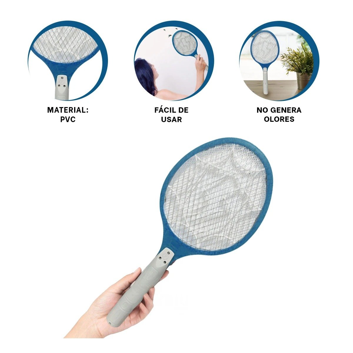 RAQUETA MOSQUITERA MULTIFUNCIONAL PARA CASA PATIO Y TERRAZA AZUL Y+POST IT - 5