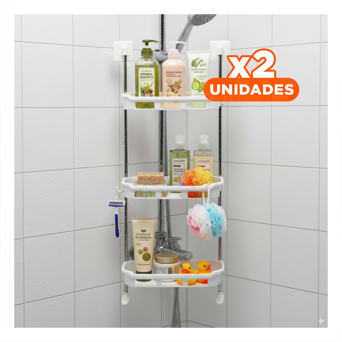 PACK2 ESTANTE ORGANIZADOR 3 NIVELES ENCIMA DE LAVABO METAL Y PLASTICO PARA ACCESORIOS - 1