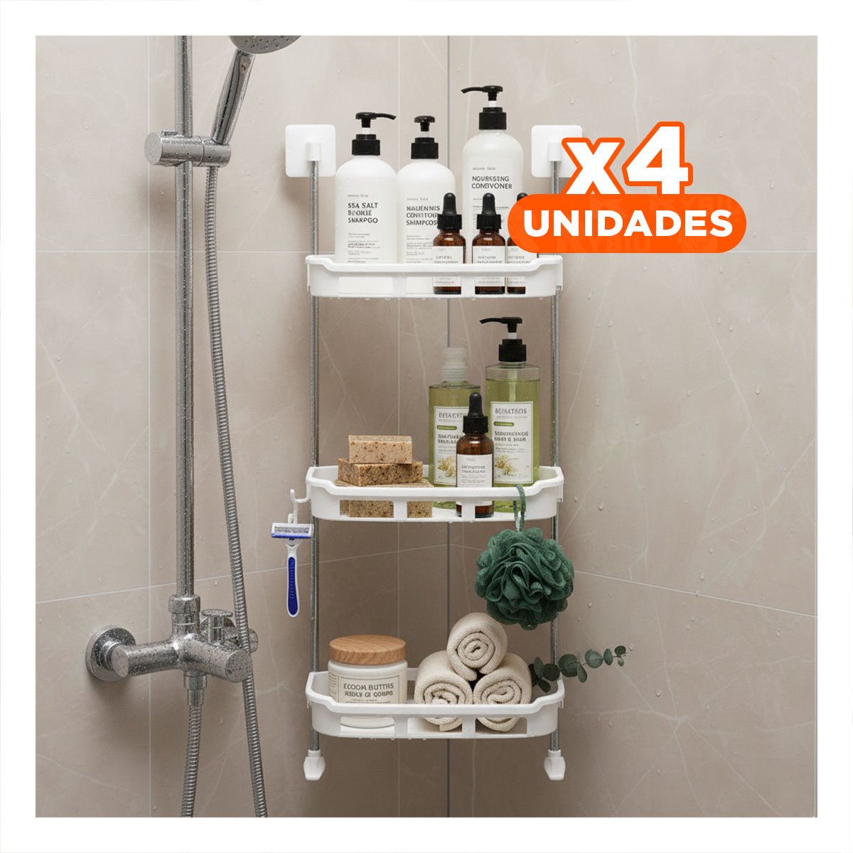 PACK4 ESTANTE MODERNO 3 NIVELES PARA ACCESORIOS METAL Y PLASTICO Y+PAPEL REGALO - 1
