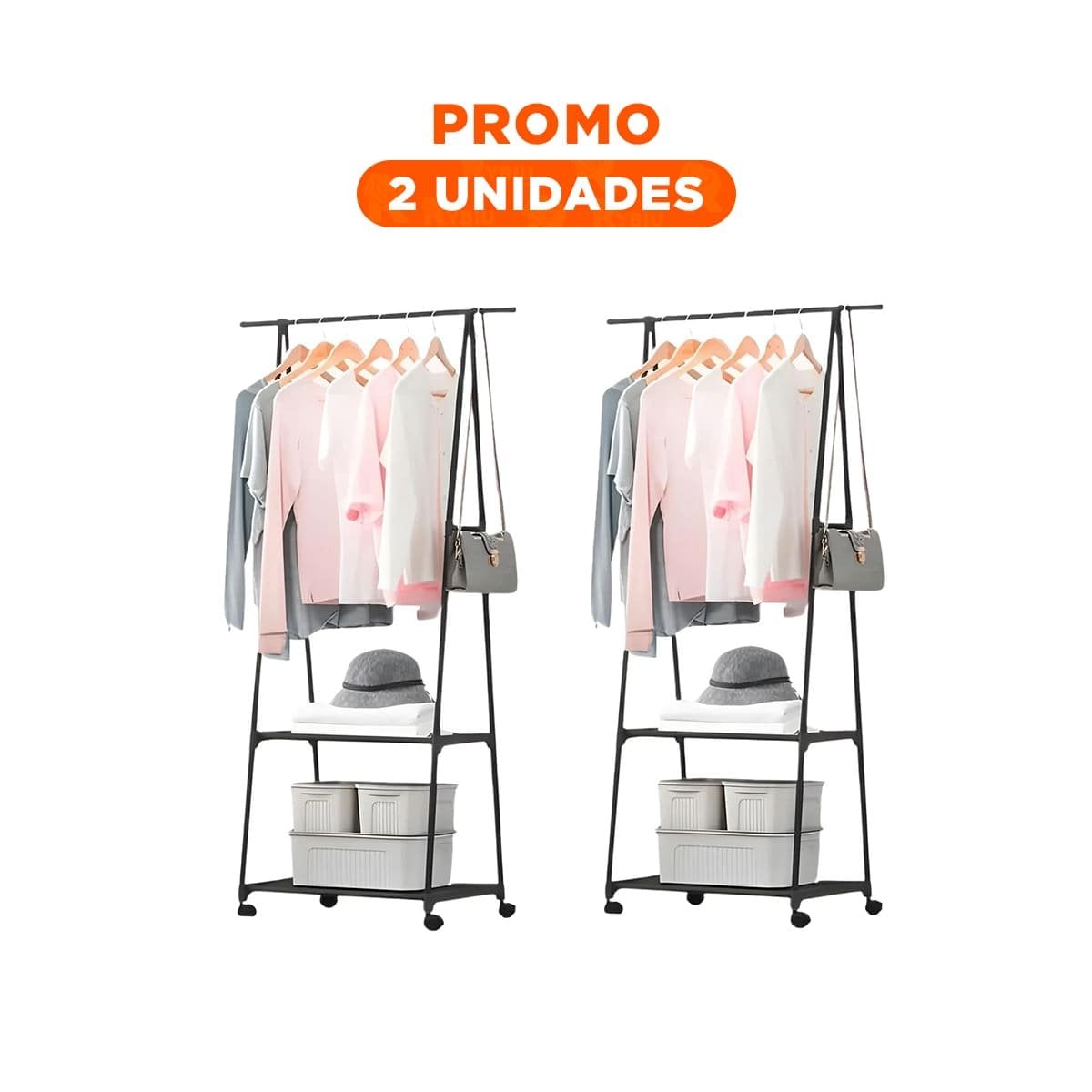 PACK2 ACCESORIO DE HOGAR TRIANGULAR CON RUEDAS PRÁCTICO PARA COLOCAR NEGRO Y+REGALO STICKER - 1