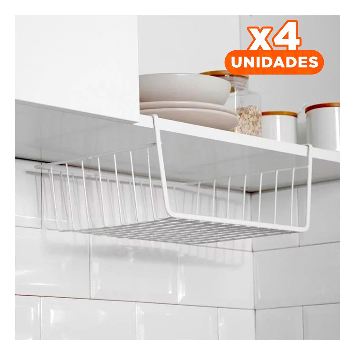 PACK REJILLA ORGANIZADORA METALICA BLANCO 29X20X27CM RESISTENTE Y VERSATIL Y+PAPEL REGALO - 1