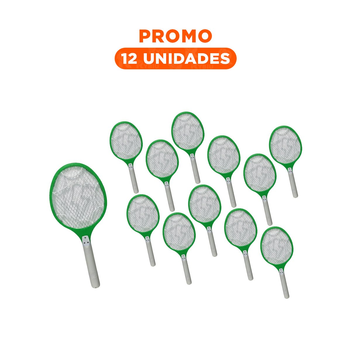 PACK12 RAQUETA MOSQUITERA MULTIFUNCIONAL PARA CAMPING PATIO Y JARDIN VERDE - 1