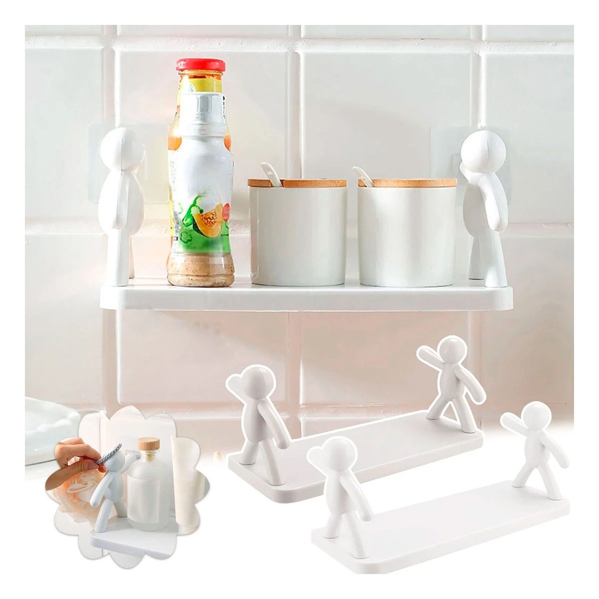 PACK2 PLATAFORMA HUMANOIDE PLASTICO FUNCIONAL PARA MANTENER ORDEN BLANCO Y+REGALO STICKER - 3