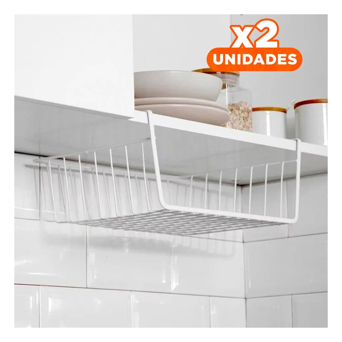 PACK2 REJILLA FLOTANTE METALICA BLANCO 29X20X27CM PARA ORDEN FUNCIONAL EN CASA - 1
