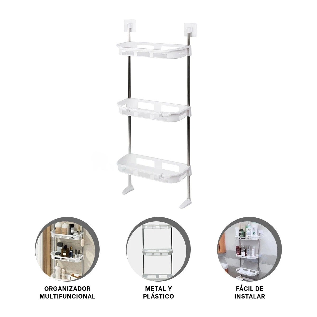 REPISA FUNCIONAL 3 NIVELES MULTIUSO PARA HIGIENE PERSONAL METAL Y PLASTICO Y+POST IT - 5