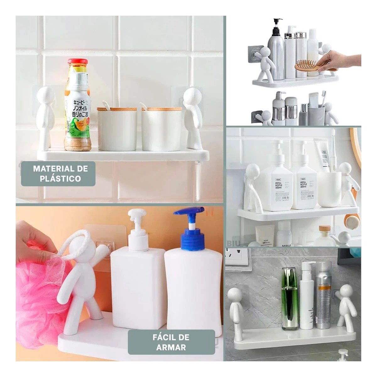 PACK4 NIVEL HUMANOIDE PLASTICO MULTIUSO PARA ALMACENAR ARTICULOS BLANCO Y+REGALO STICKER - 2