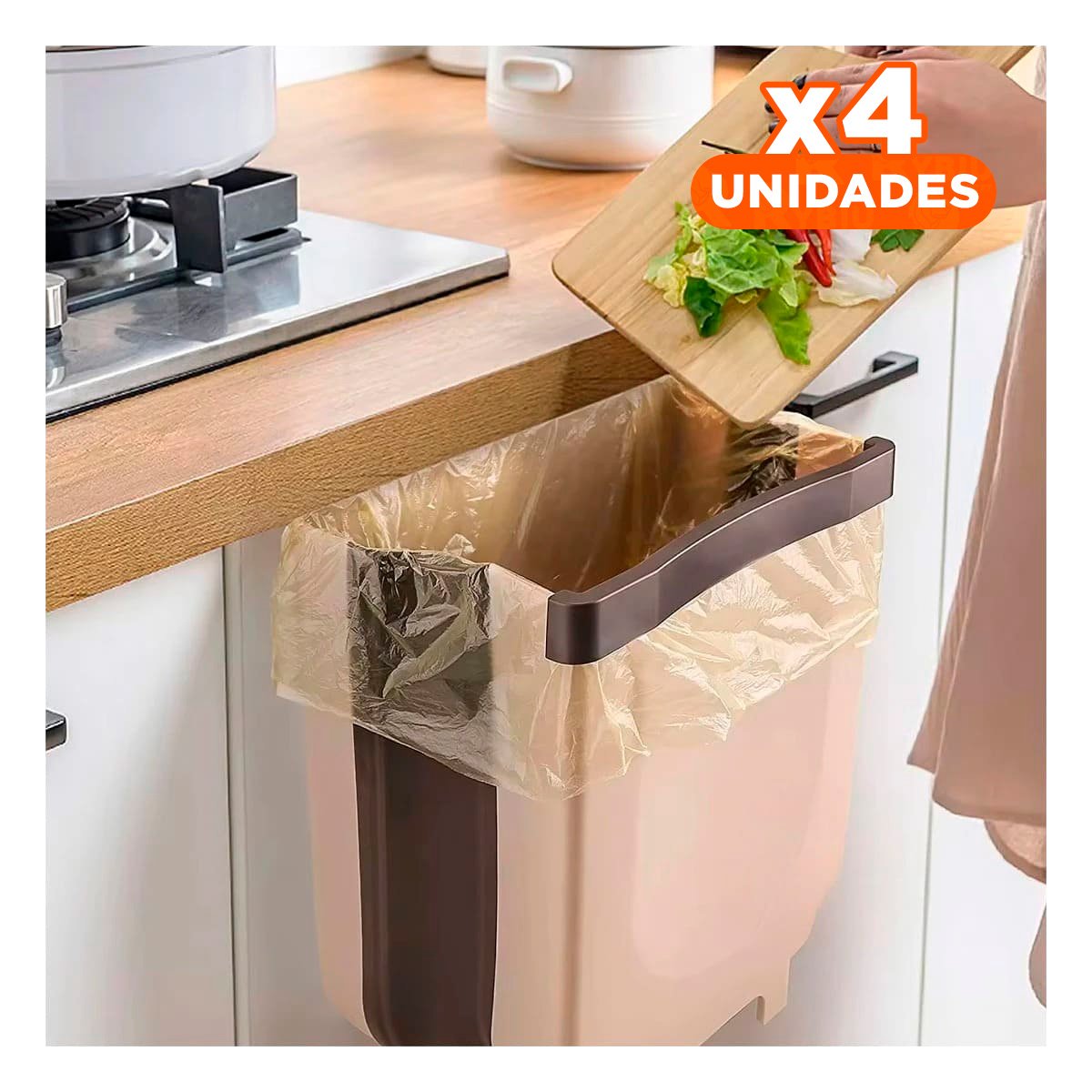 PACK4 CESTO MULTIUSO BEIGE PLEGABLE LIVIANO Y RESISTENTE DIARIO Y+PAPEL REGALO - 1