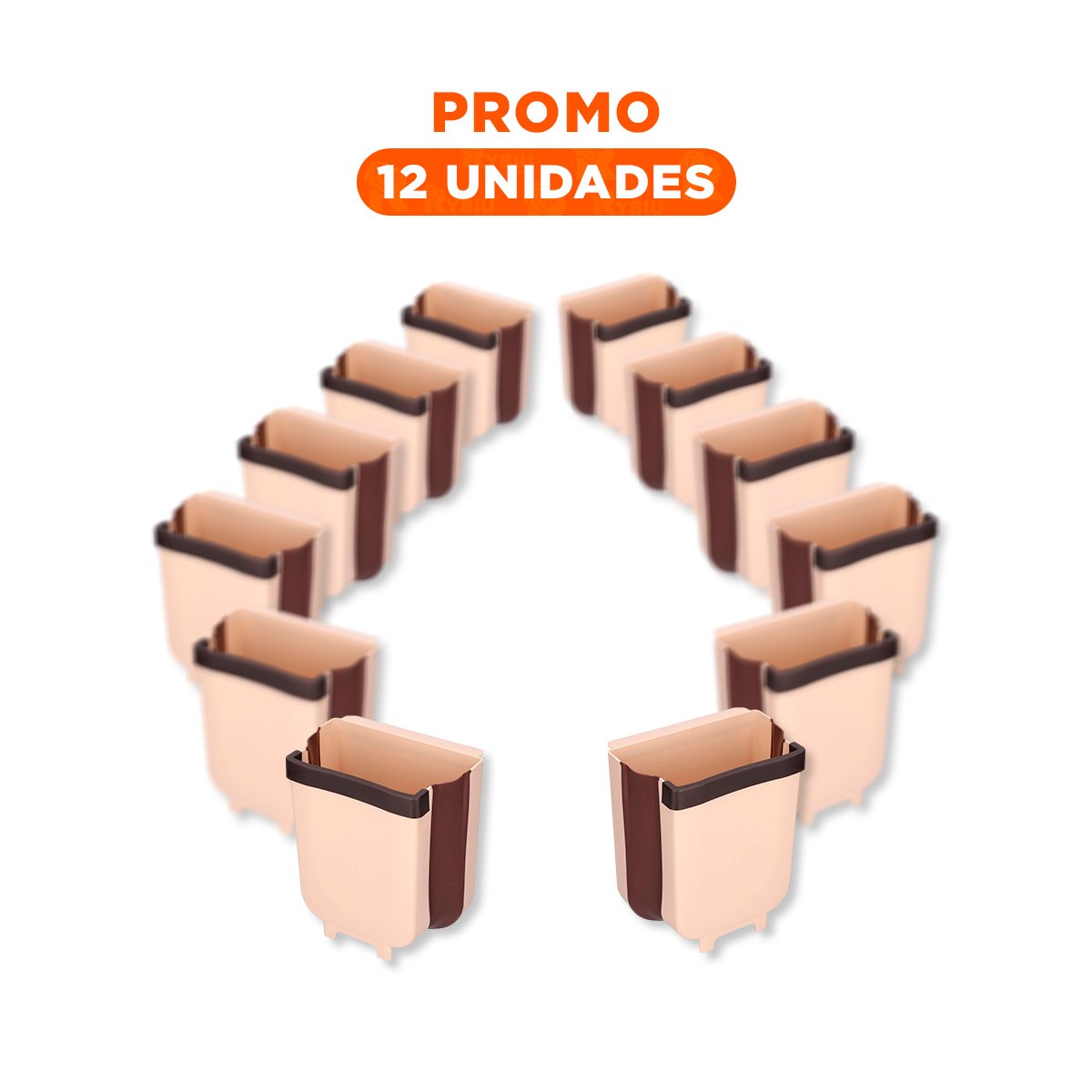 PACK12 BASURERO MULTIUSO BEIGE PLEGABLE LIVIANO Y RESISTENTE DIARIO - 1