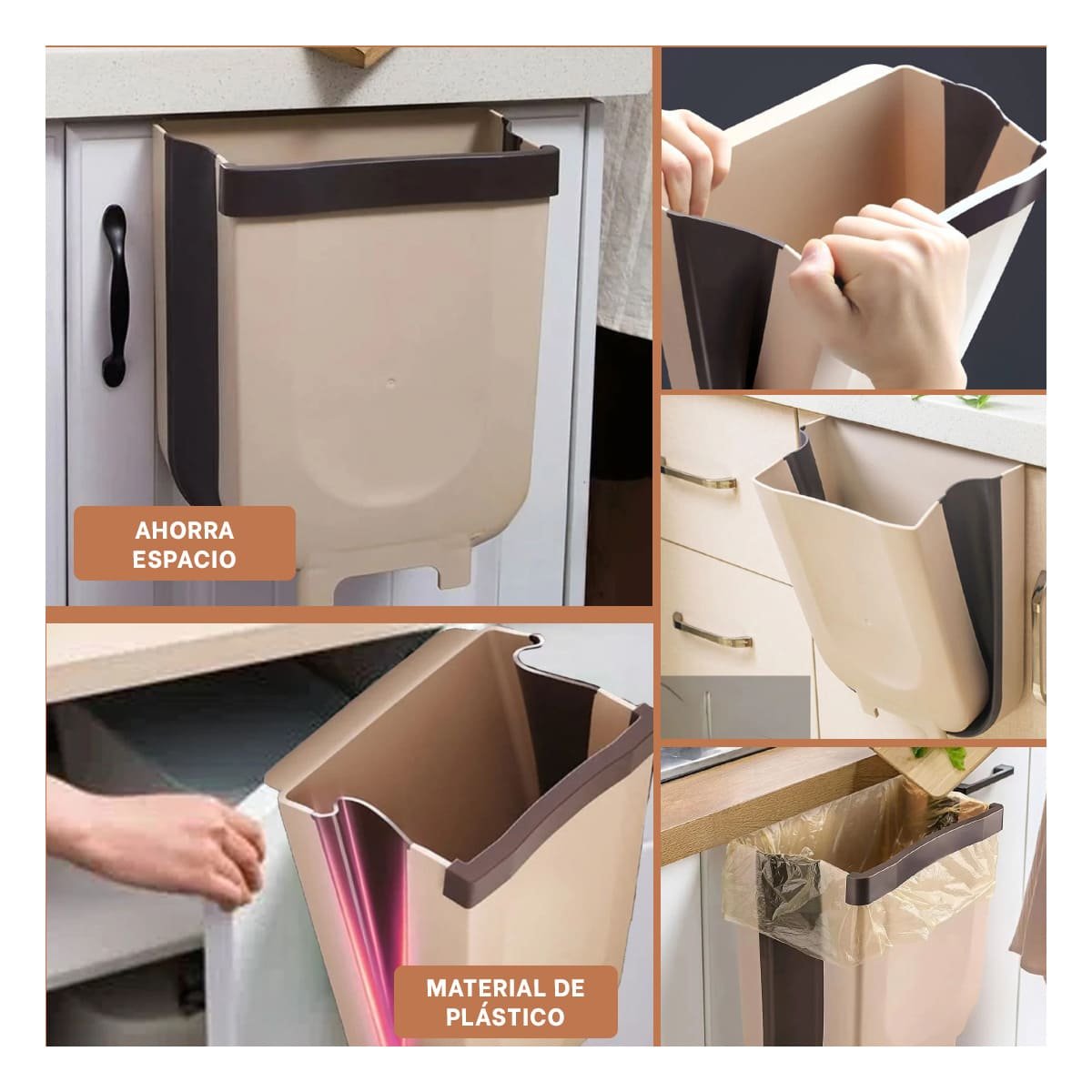 TACHO MULTIUSO BEIGE PLEGABLE LIVIANO Y RESISTENTE PARA HOGAR DIARIO Y+POST IT - 2