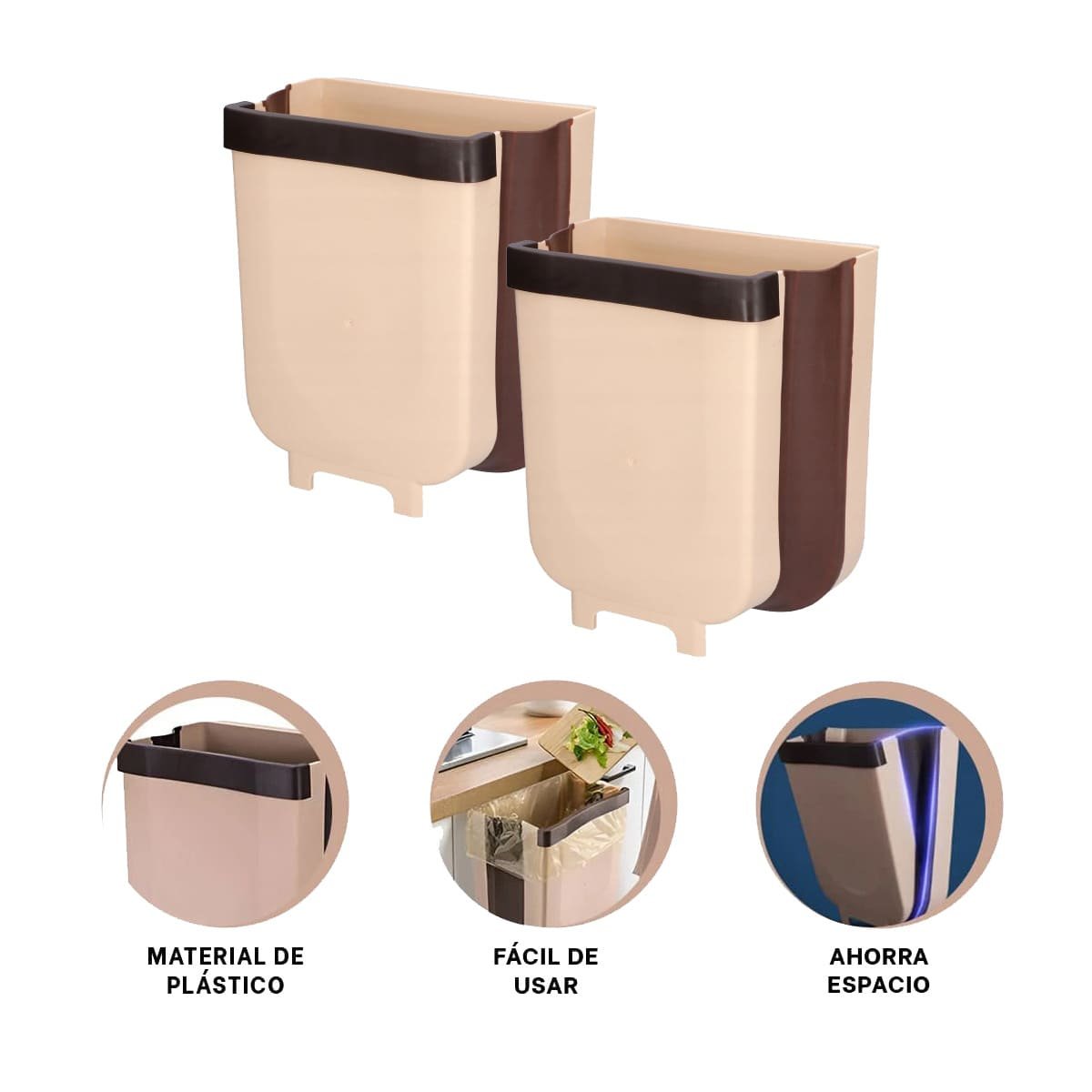 TACHO MULTIUSO BEIGE PLEGABLE LIVIANO Y RESISTENTE PARA HOGAR DIARIO Y+POST IT - 5