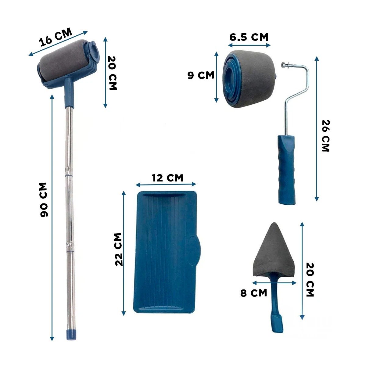 PACK4 APLICADOR PARA PINTAR CASA U OFICINA CON RESULTADO PAREJO AZUL NEGRO Y+PAPEL REGALO - 4