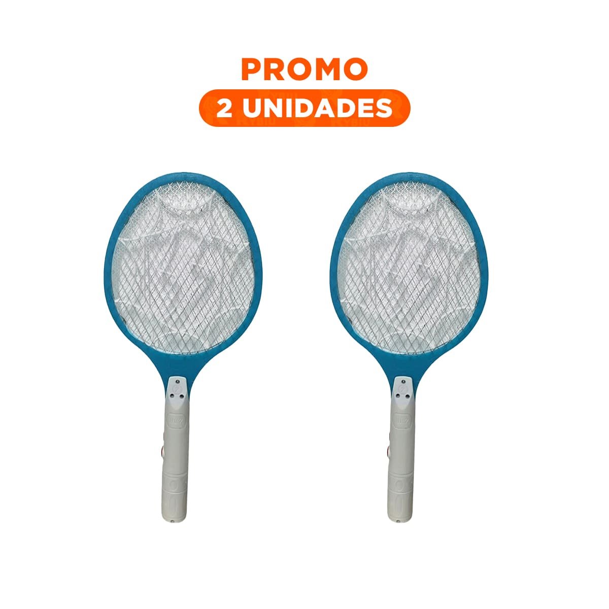 PACK2 PALA MOSQUITERA COMPACTA CON BATERIA RECARGABLE Y USO SEGURO AZUL Y+REGALO STICKER - 1