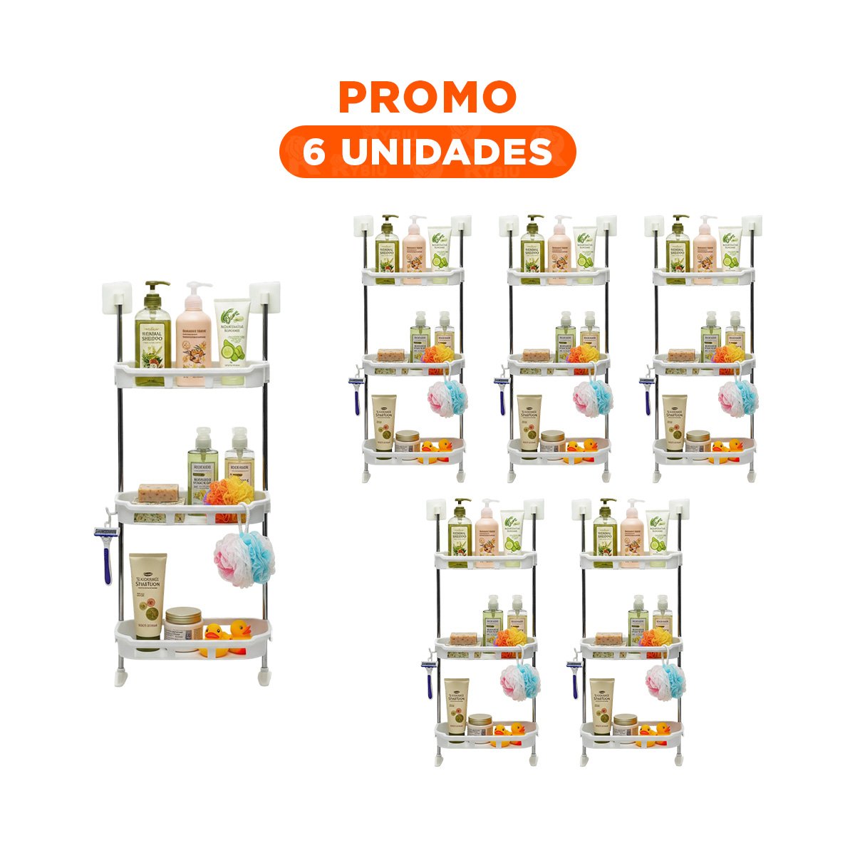 PACK6 SOPORTE FUNCIONAL 3 NIVELES MULTIUSO PARA ACCESORIOS METAL Y PLASTICO Y+REGALO STICKER - 1