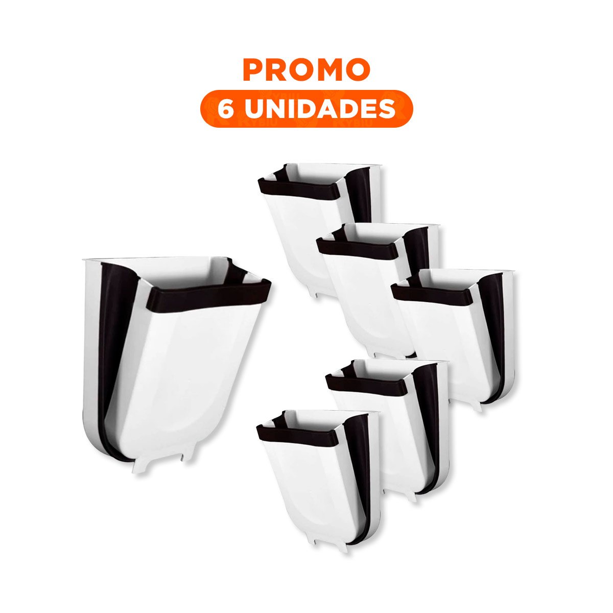 PACK6 BASURERO COLAPSABLE BLANCO PARA ESPACIOS REDUCIDOS DIARIO Y+REGALO STICKER - 1