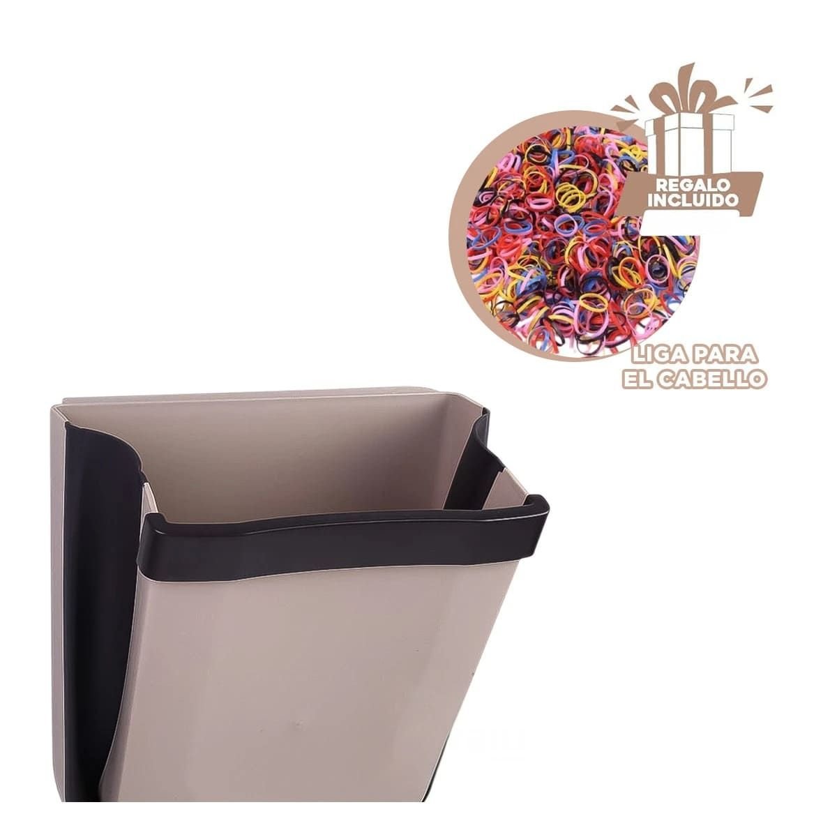 TACHO COLAPSABLE BEIGE PARA ESPACIOS REDUCIDOS Y ORDEN DIARIO HOGAR Y+LIGAS REGALO - 2