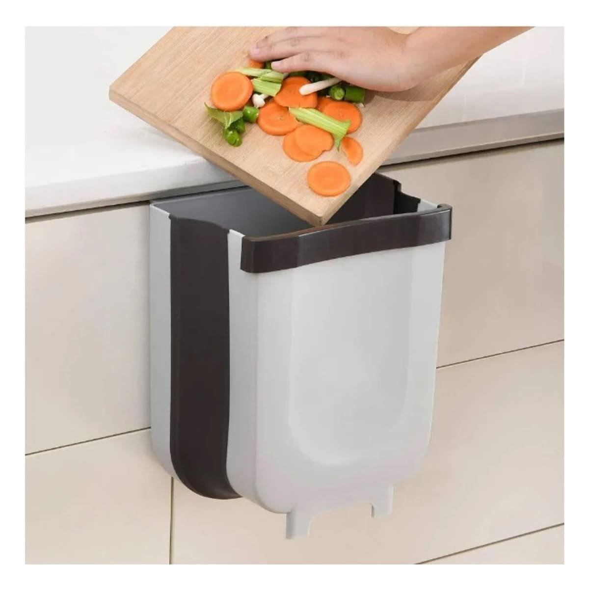 PACK6 BASURERO PORTATIL BLANCO PLEGABLE PARA USO DIARIO EN COCINA HOGAR - 5