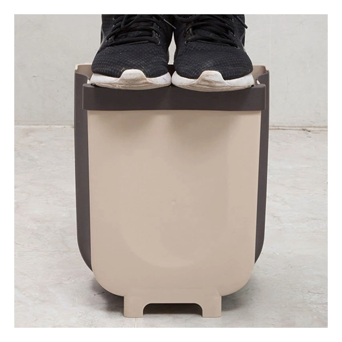 TACHO FLEXIBLE BEIGE PARA BASURA DISEÑO COMPACTO Y FUNCIONAL DIARIO Y+REGALO STICKER - 2