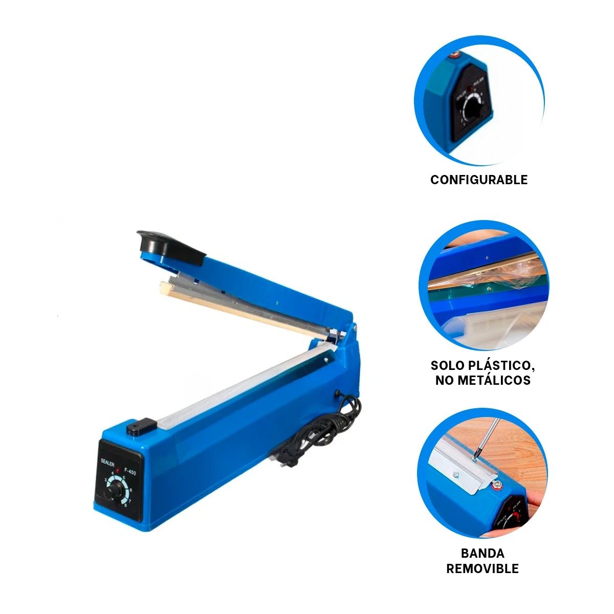 SELLADOR CONFIABLE PARA SELLADO RAPIDO EN OFICINA O HOGAR AZUL 54X14CM Y+POST IT - 5