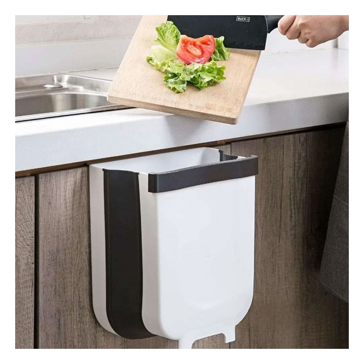 TACHO PORTATIL BLANCO PLEGABLE PARA USO DIARIO EN COCINA Y LAVADERO HOGAR Y+PAPEL REGALO - 2
