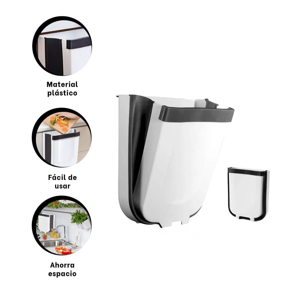 TACHO PORTATIL BLANCO PLEGABLE PARA USO DIARIO EN COCINA Y LAVADERO HOGAR Y+PAPEL REGALO - 5