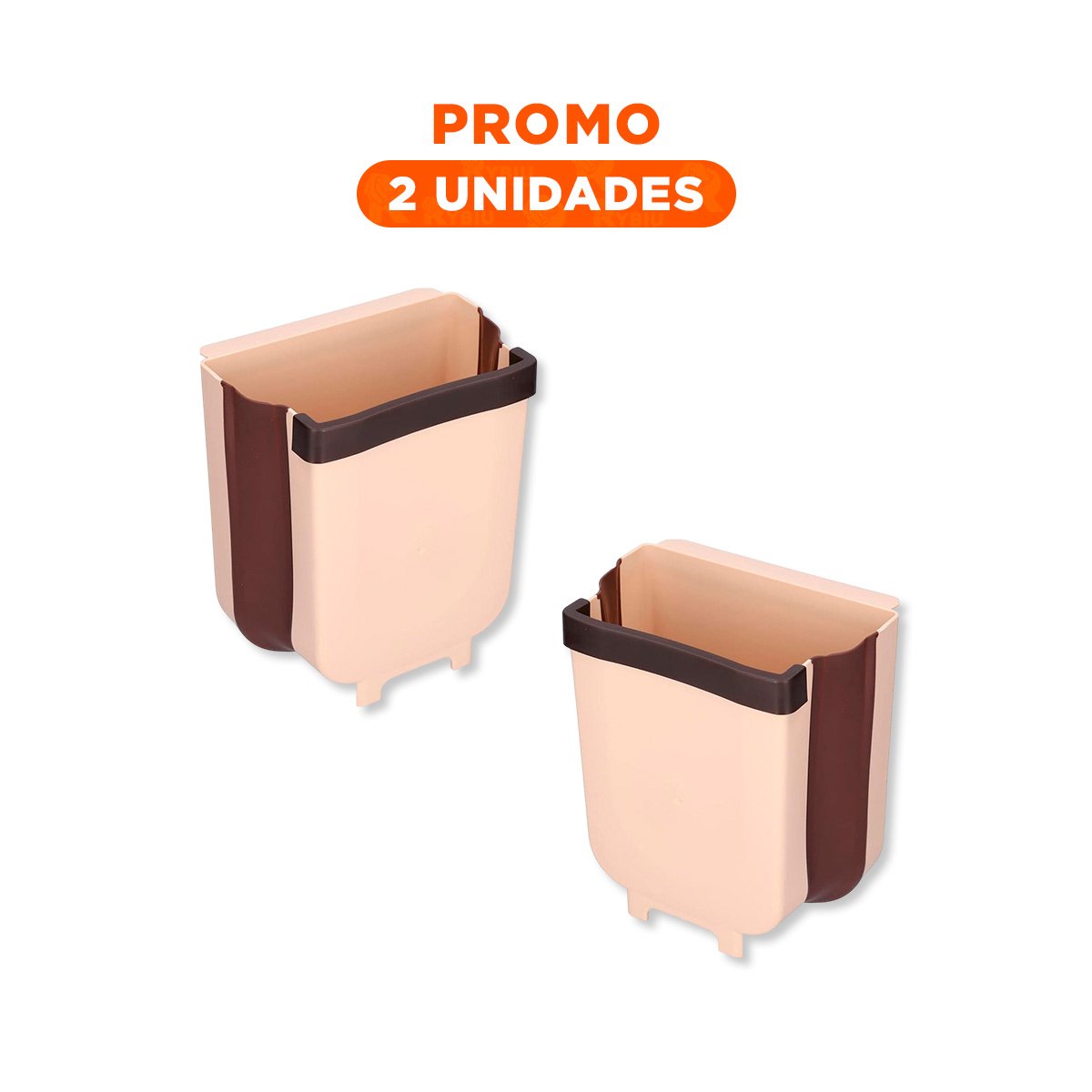 PACK2 CESTO FLEXIBLE BEIGE PARA BASURA DISEÑO COMPACTO Y FUNCIONAL DIARIO Y+REGALO STICKER - 1