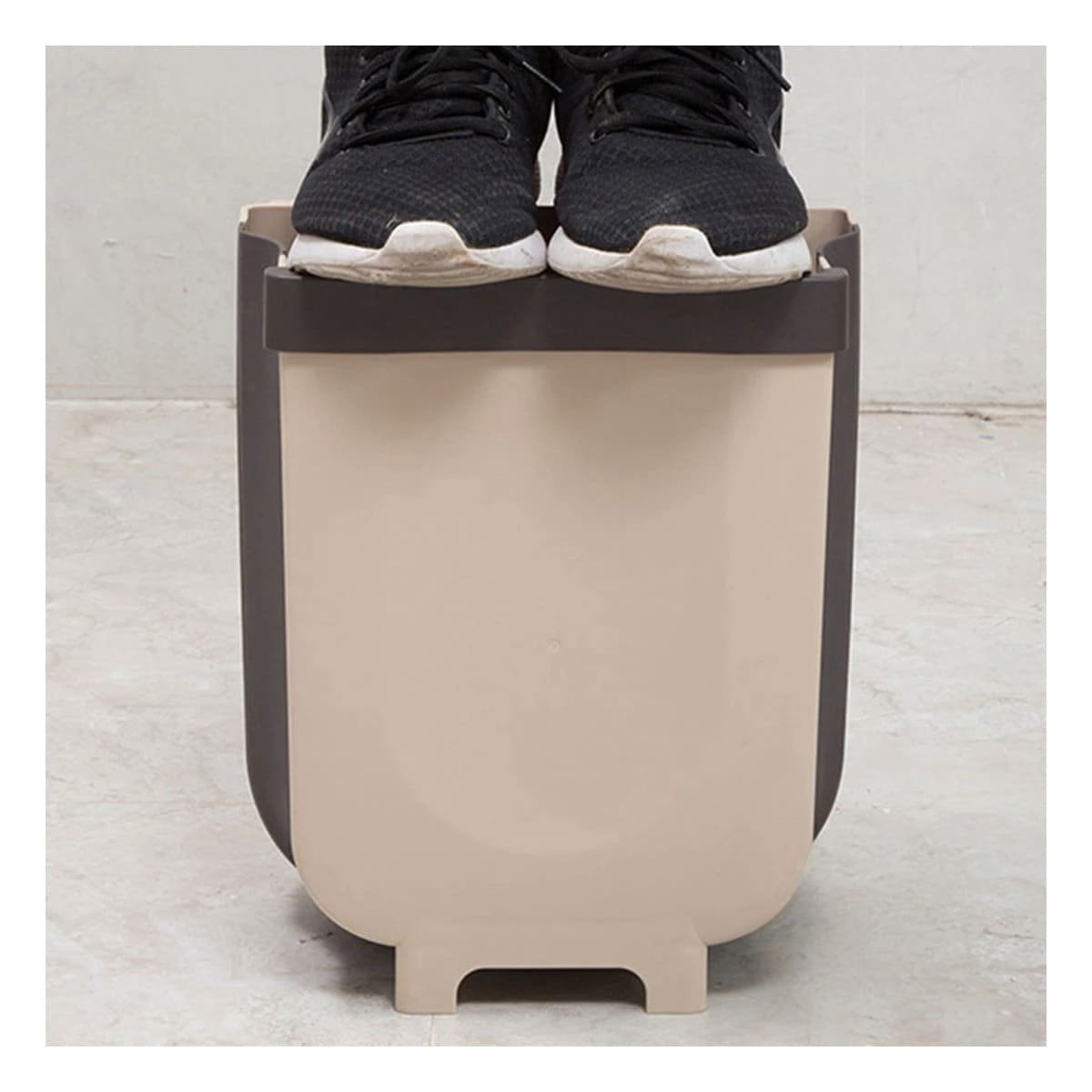 PACK2 CESTO FLEXIBLE BEIGE PARA BASURA DISEÑO COMPACTO Y FUNCIONAL DIARIO Y+REGALO STICKER - 5