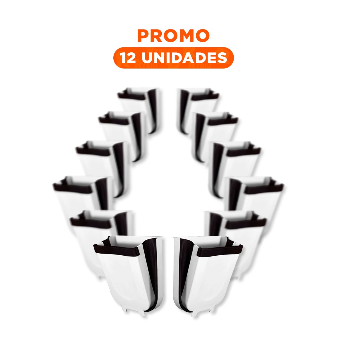 PACK12 BASURERO MULTIUSO BLANCO PLEGABLE LIVIANO Y RESISTENTE USO DIARIO - 1