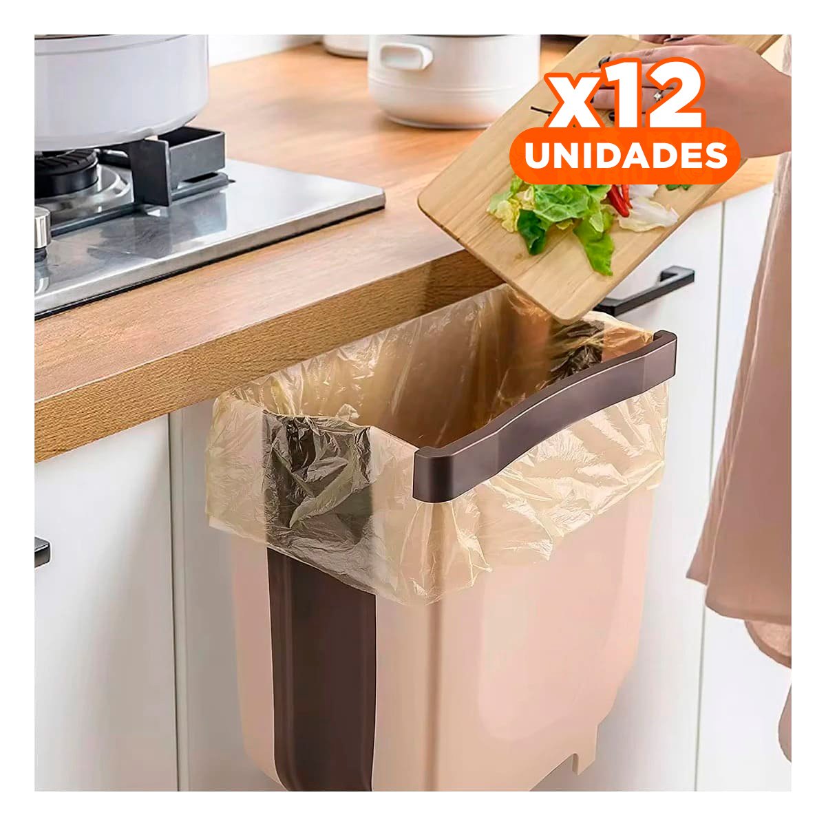 PACK12 PAPELERO PORTATIL BEIGE PLEGABLE PARA USO DIARIO EN CASA HOGAR Y+REGALO STICKER - 1