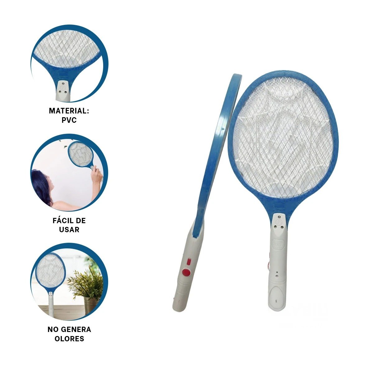 RAQUETA MOSQUITERA PORTATIL PARA DORMITORIO OFICINA Y ESPACIOS EXTERIORES AZUL Y+PAPEL REGALO - 5