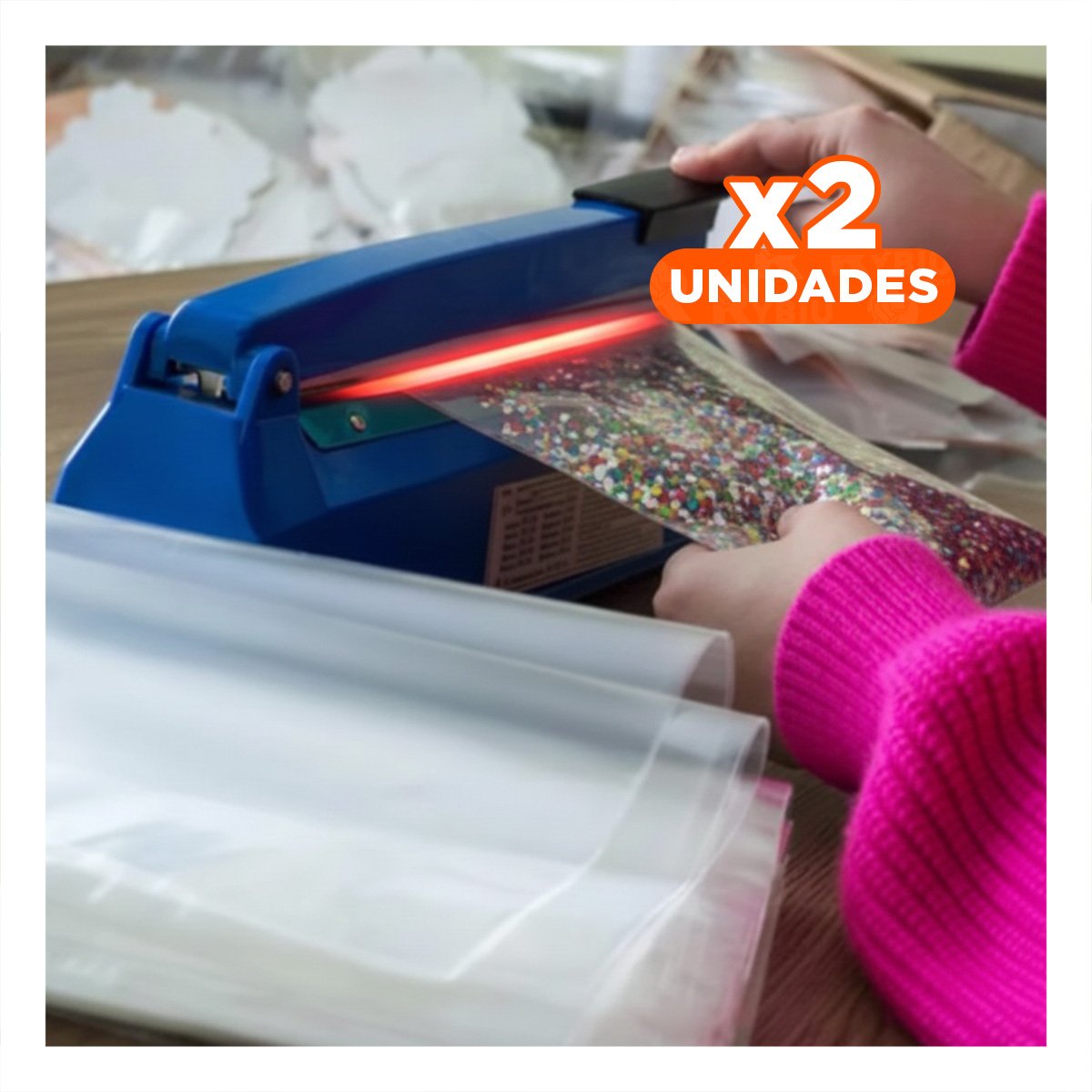 PACK2 APARATO PRACTICO PARA CERRAR BOLSAS DE FORMA SEGURA AZUL Y+PAPEL REGALO - 1