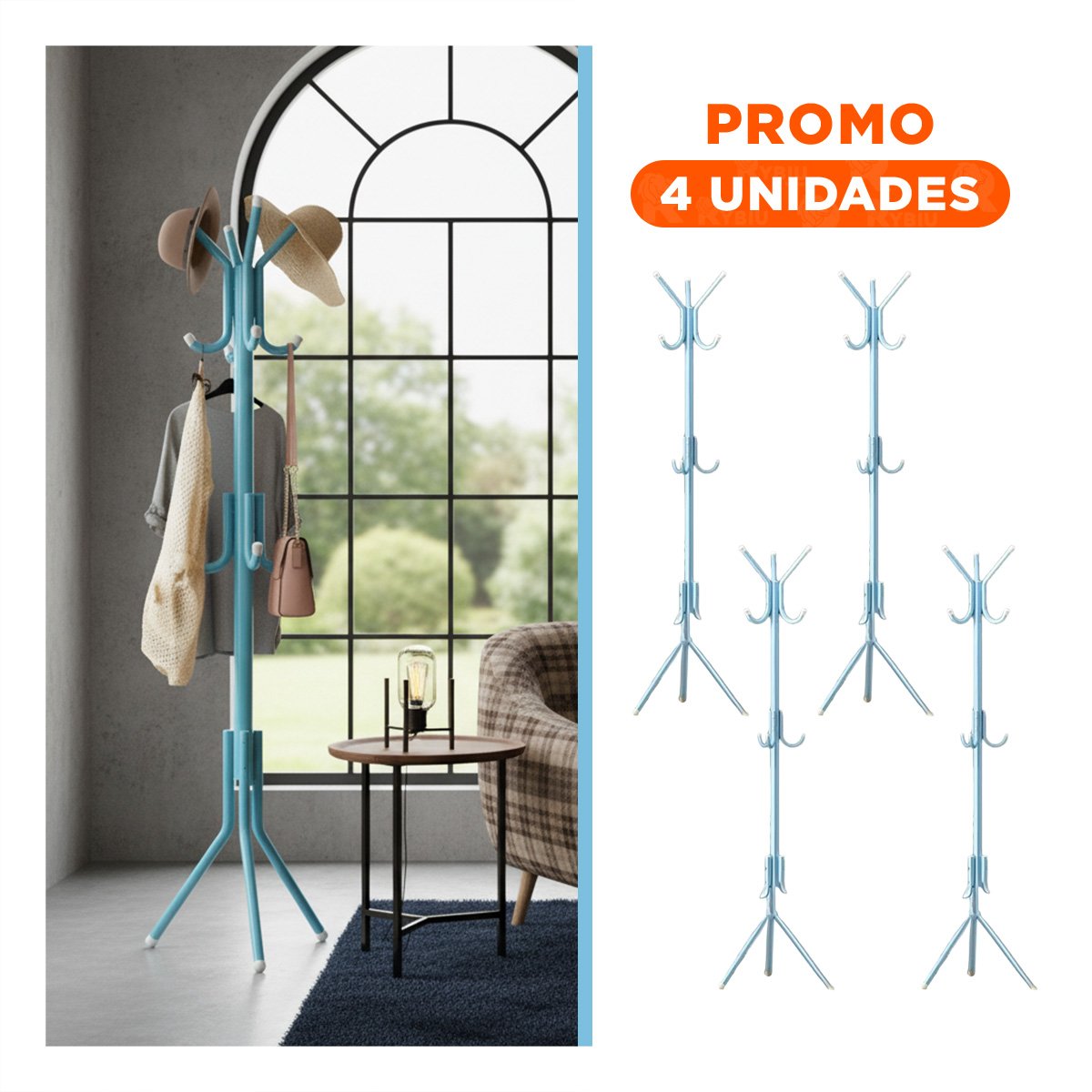 PACK4 COLGADOR MULTIUSO 175X45CM PARA MANTENER ORDEN EN ESPACIOS CELESTE - 1
