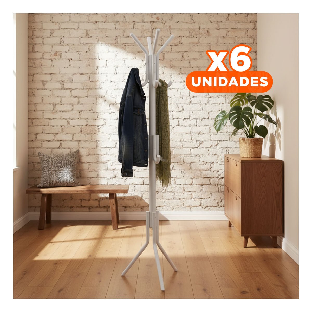 PACK6 COLGADOR MULTIUSO 175X45CM PARA COLGAR ROPA DIARIO BLANCO PRACTICO Y+PAPEL REGALO - 1