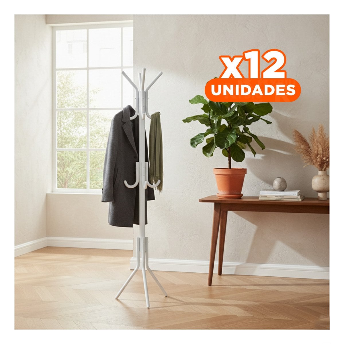 PACK12 ESTRUCTURA MULTIUSO 175X45CM PARA ORGANIZAR ROPA EN HOGAR BLANCO Y+PAPEL REGALO - 1