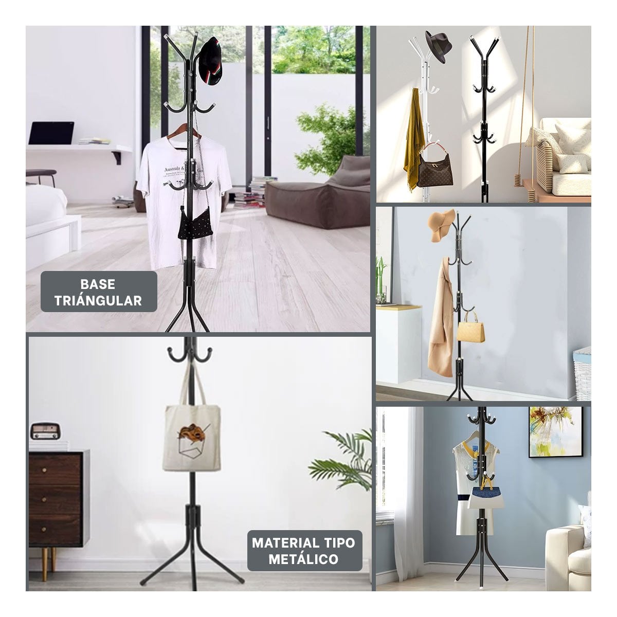 PERCHERA MULTIUSO 175X45CM PARA ROPA Y ACCESORIOS EN HOGAR NEGRO Y+POST IT - 2