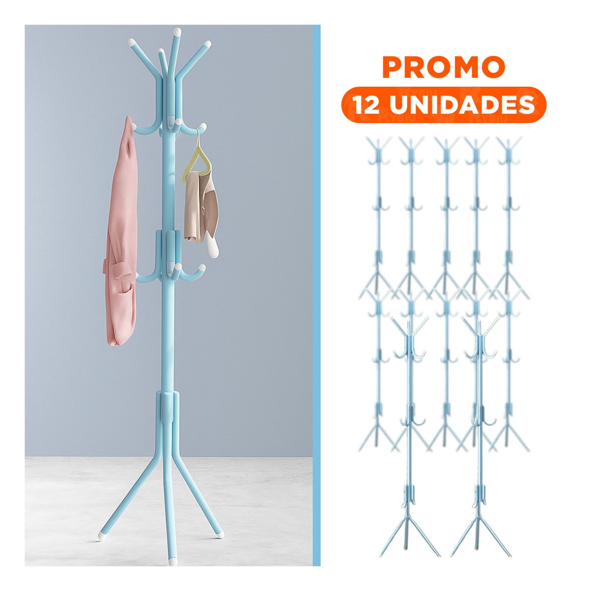PACK12 ESTRUCTURA MULTIUSO 175X45CM PARA ROPA Y ACCESORIOS EN HOGAR CELESTE - 1