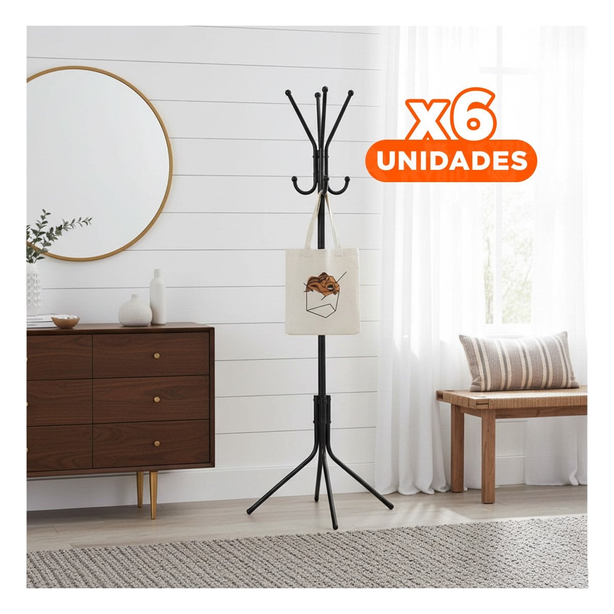 PACK6 ORGANIZADOR MULTIUSO 175X45CM PARA ORDENAR PRENDAS EN CASA NEGRO - 1