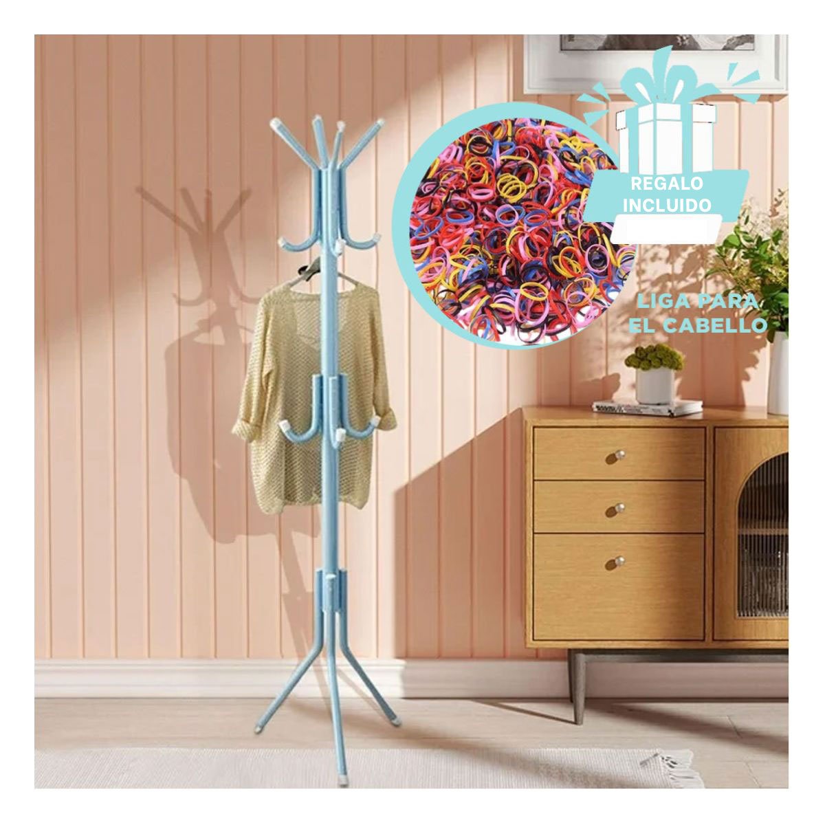 PERCHERA MULTIUSO 175X45CM PARA MANTENER ORDEN EN ESPACIOS CELESTE Y+LIGAS REGALO - 2