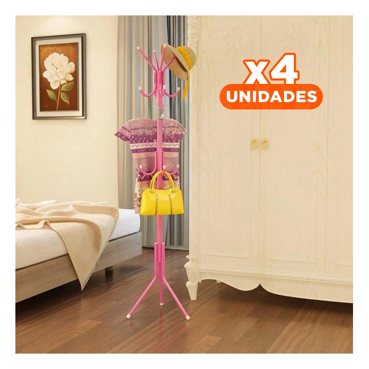 PACK4 RACK ORGANIZADOR 175X45 CM ROSADO CON DISEÑO MODERNO Y+PAPEL REGALO - 1