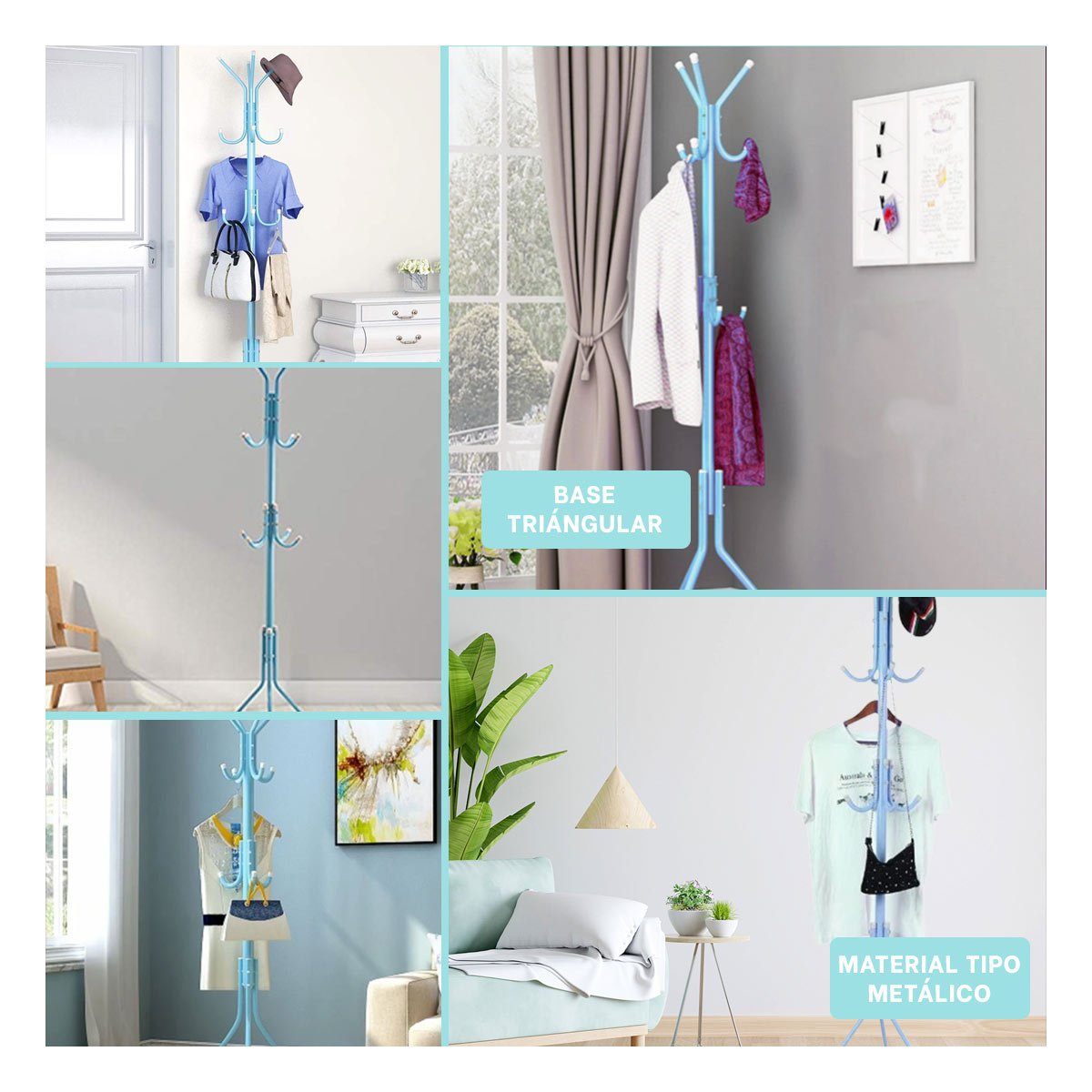PACK2 COLGADOR MULTIUSO 175X45CM PARA ORDENAR PRENDAS EN CASA CELESTE Y+PAPEL REGALO - 3