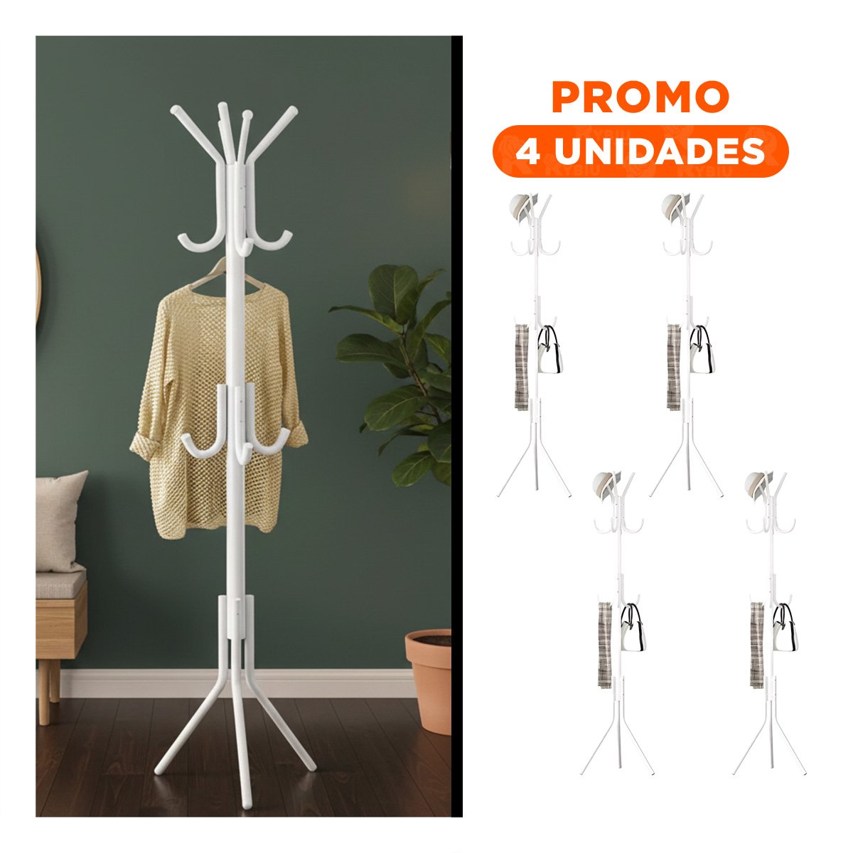 PACK4 SOPORTE MULTIUSO 175X45CM PARA MANTENER ORDEN EN ESPACIOS BLANCO FUNCIONAL - 1