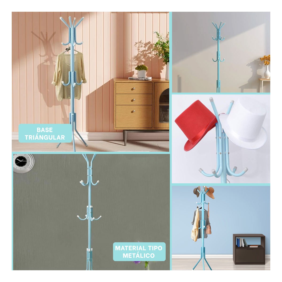 PACK4 ESTRUCTURA MULTIUSO 175X45CM PARA ORGANIZAR ROPA EN HOGAR CELESTE Y+REGALO STICKER - 2