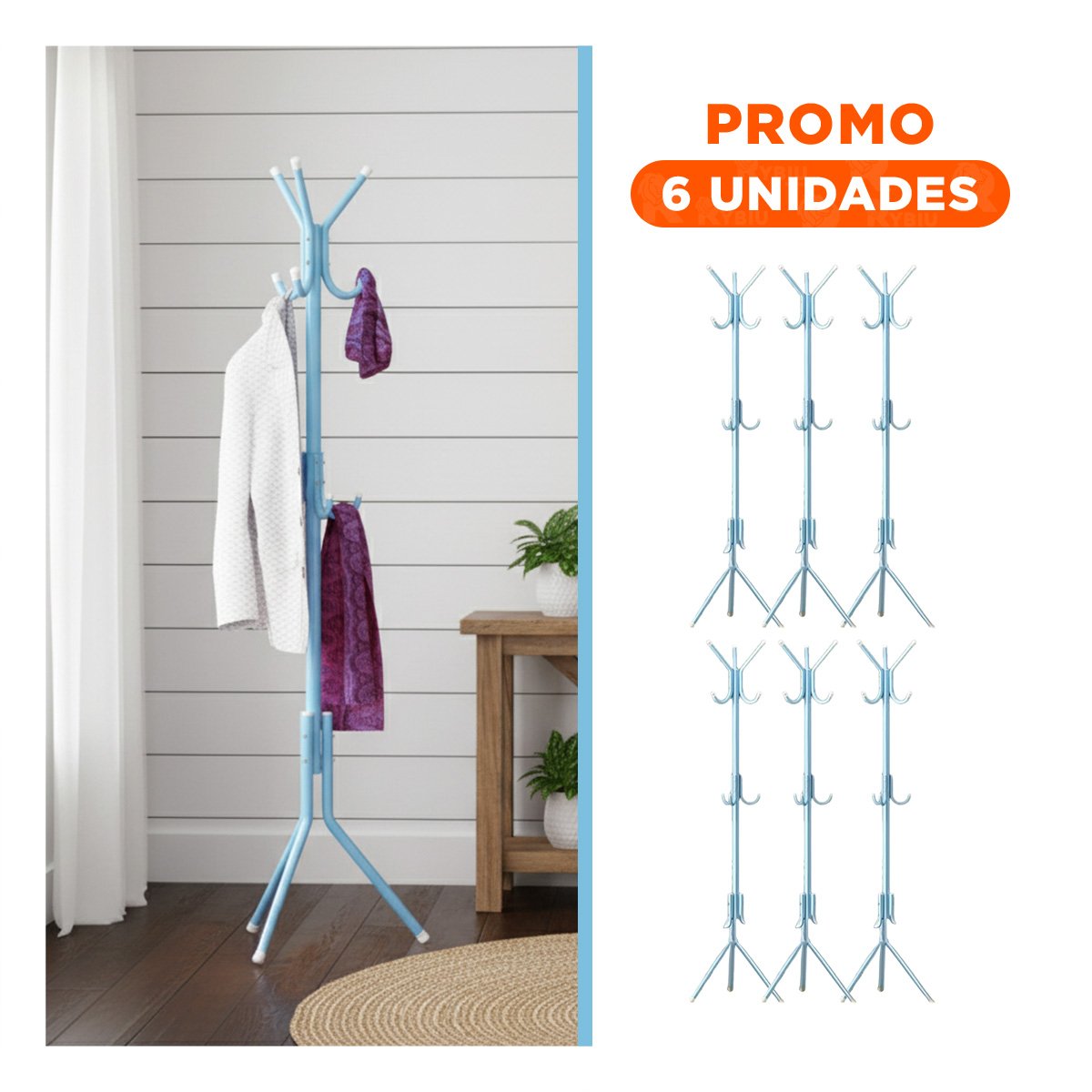 PACK6 ESTRUCTURA MULTIUSO 175X45CM PARA MANTENER ORDEN EN ESPACIOS CELESTE Y+REGALO STICKER - 1