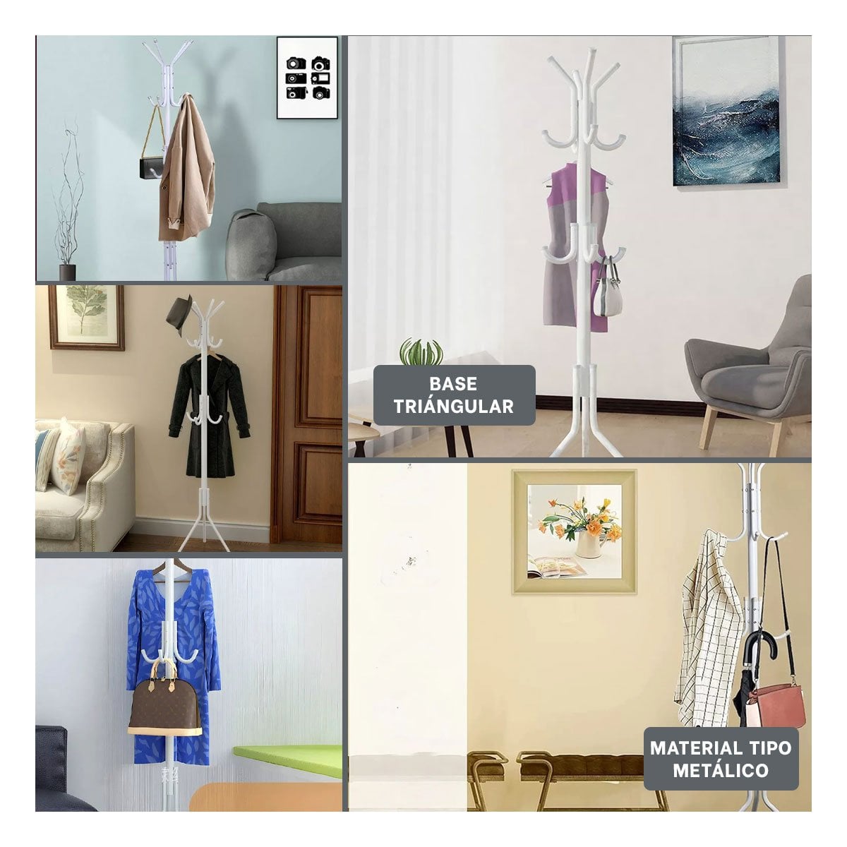 PERCHERA MULTIUSO 175X45CM PARA ORGANIZAR ROPA EN HOGAR BLANCO RESISTENTE - 2