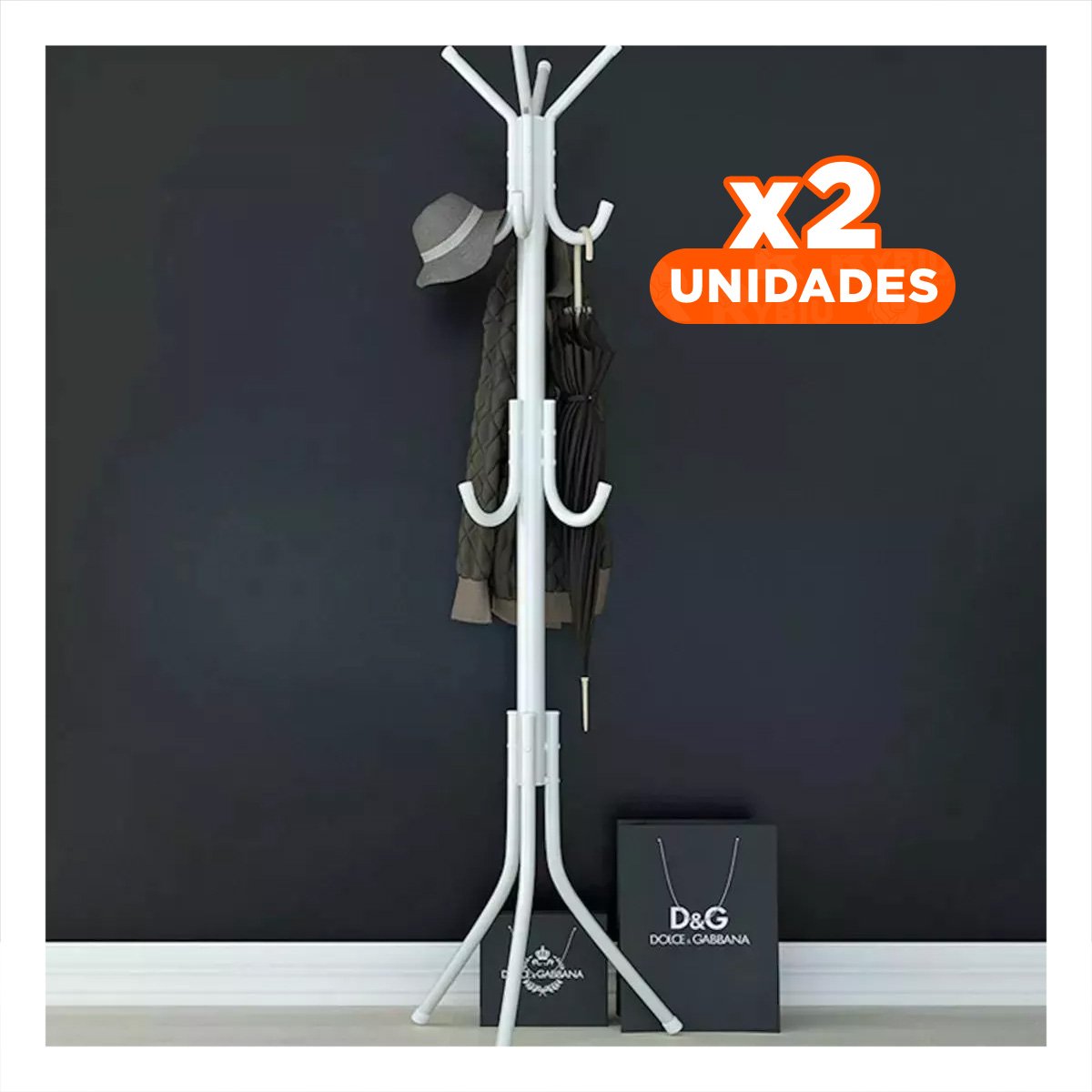 PACK2 SOPORTE MULTIUSO 175X45CM PARA ORDENAR PRENDAS EN CASA BLANCO MODERNO Y+PAPEL REGALO - 1