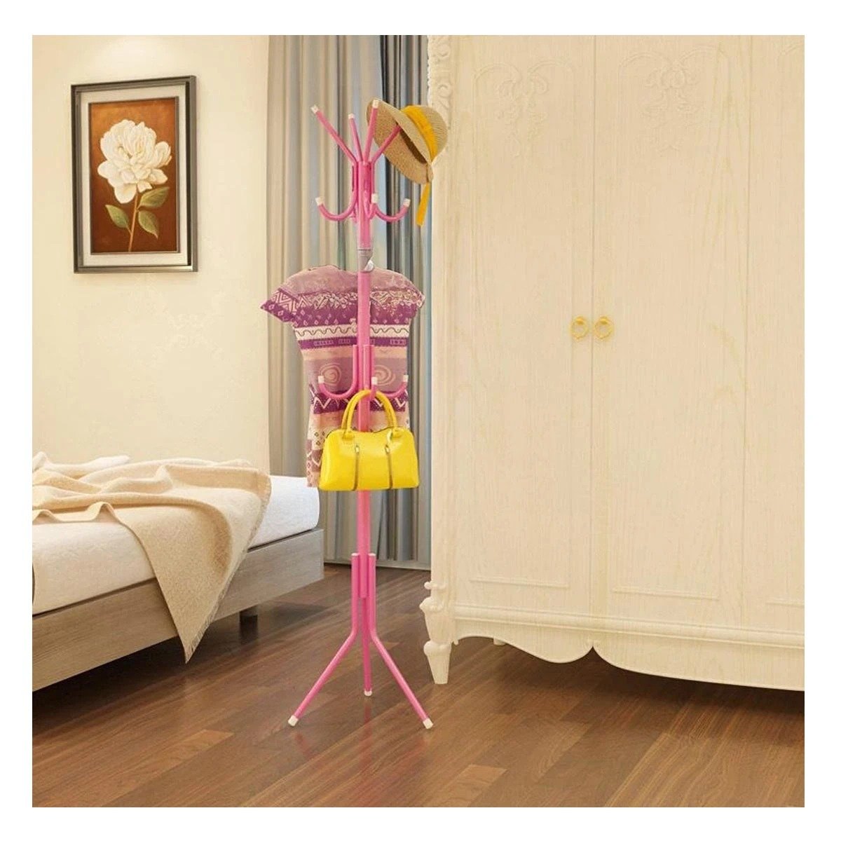 PACK4 PERCHERA VERTICAL 175X45 CM ROSADO PARA ROPA BOLSOS Y ACCESORIOS Y+REGALO STICKER - 3