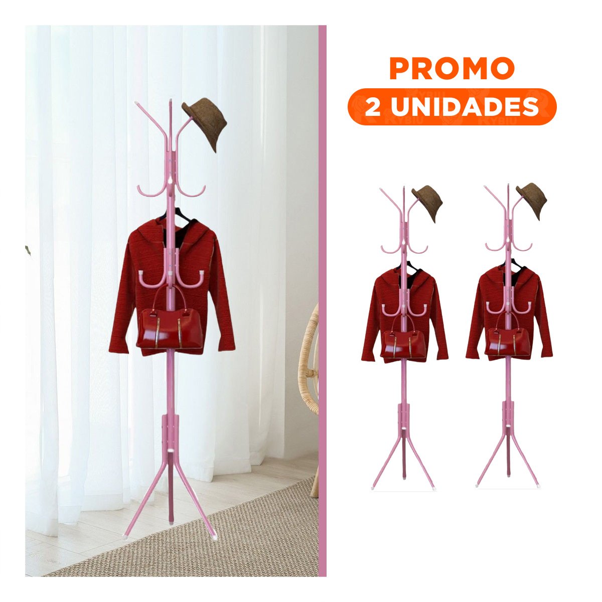 PACK2 ORGANIZADOR VERTICAL 175X45 CM ROSADO PARA MANTENER ORDEN EN CASA Y+REGALO STICKER - 1