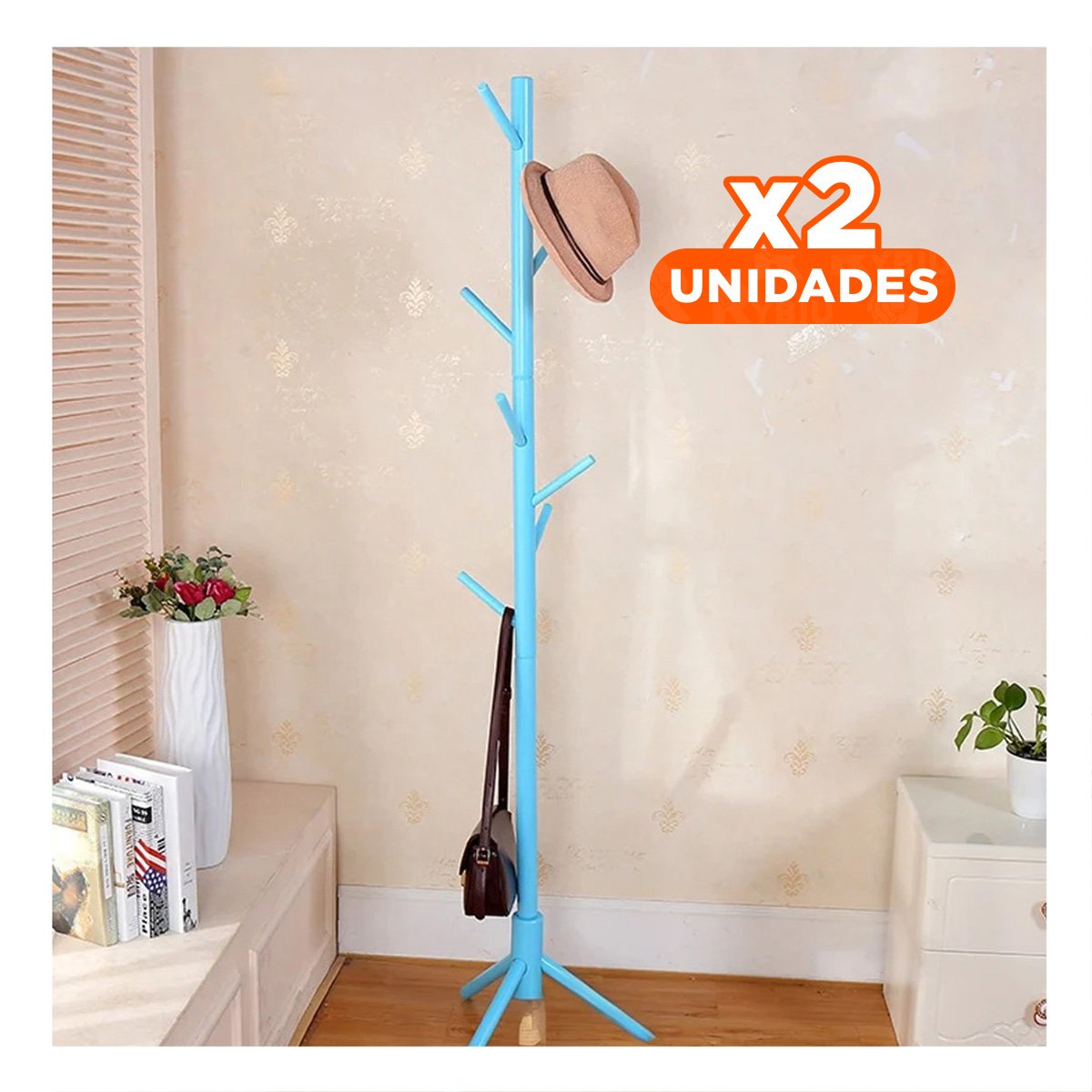 PACK2 COLGADOR MULTIUSO 175X45CM PARA ORGANIZAR ROPA EN HOGAR COLOR CELESTE - 1