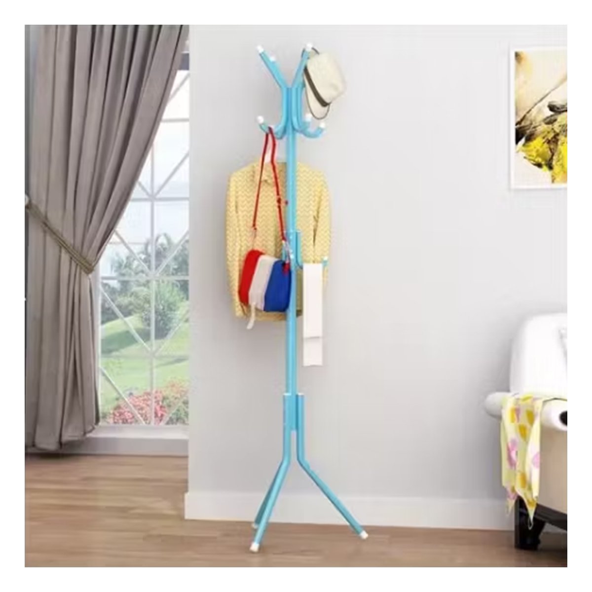 PACK2 COLGADOR MULTIUSO 175X45CM PARA ORGANIZAR ROPA EN HOGAR COLOR CELESTE - 2