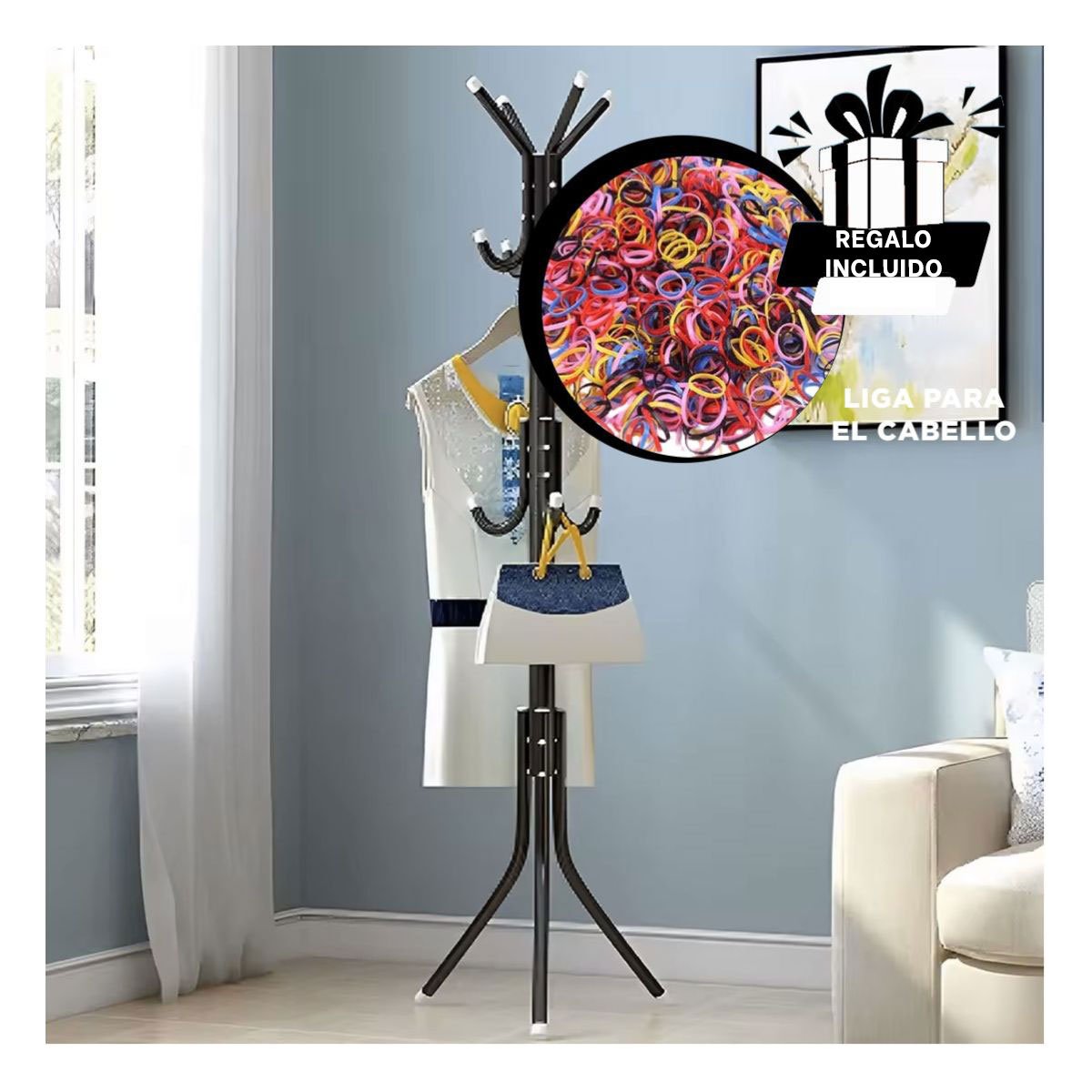 PERCHERA MULTIUSO 175X45CM PARA MANTENER ORDEN EN ESPACIOS NEGRO Y+LIGAS REGALO - 2