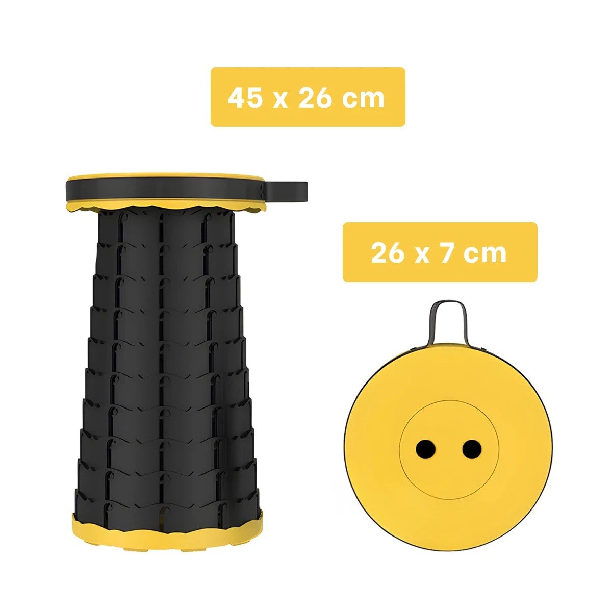 PACK2 BUTACA COMPACTA PLEGABLE CON SEGURO PORTATIL PARA CASA AMARILLO Y+PAPEL REGALO - 4